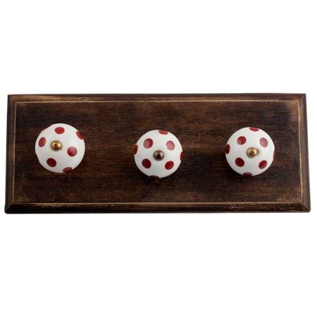 White Cherry Dot Wooden Hooks